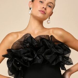 Lulu's Black Strapless Ruffle Dress